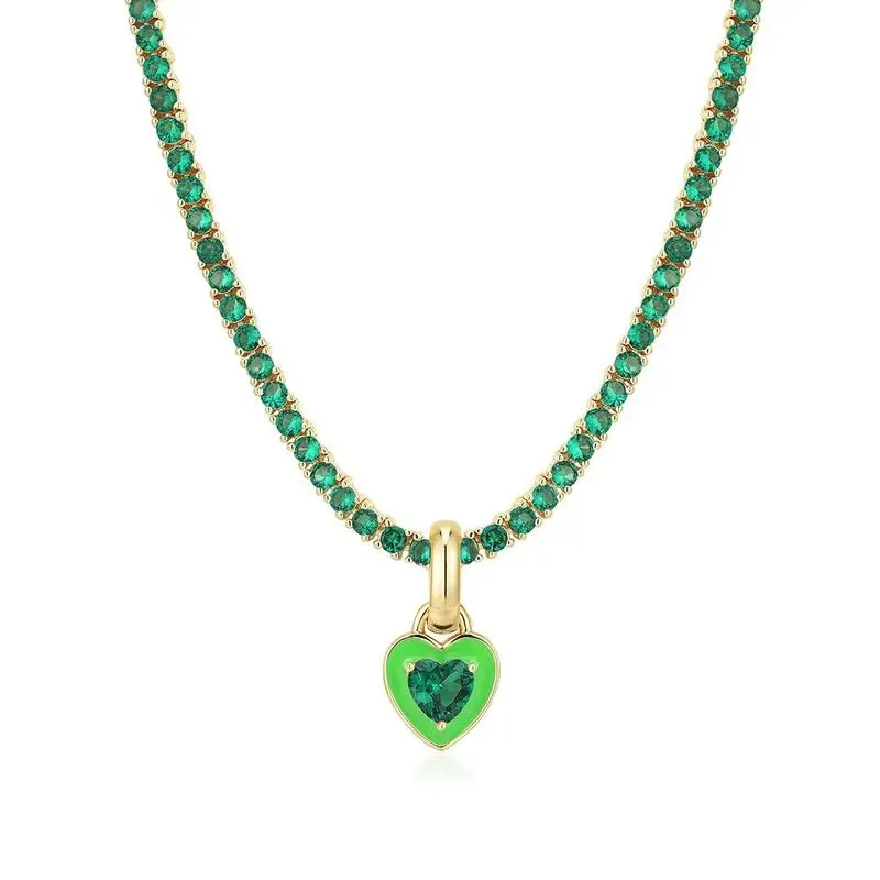 Heart Of Glass 18K Gold Plated - Green Necklace