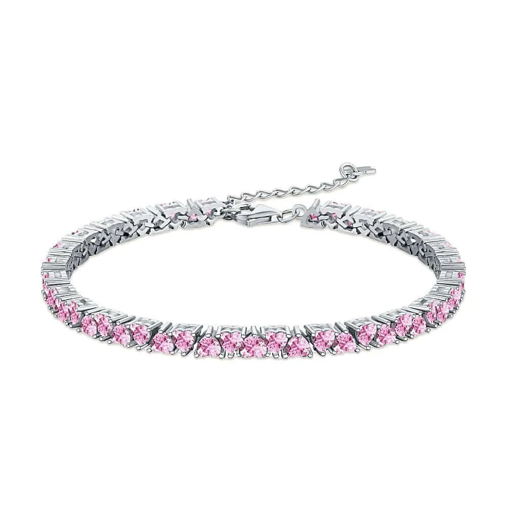 Heart Shape Pink Tennis Bracelet Female