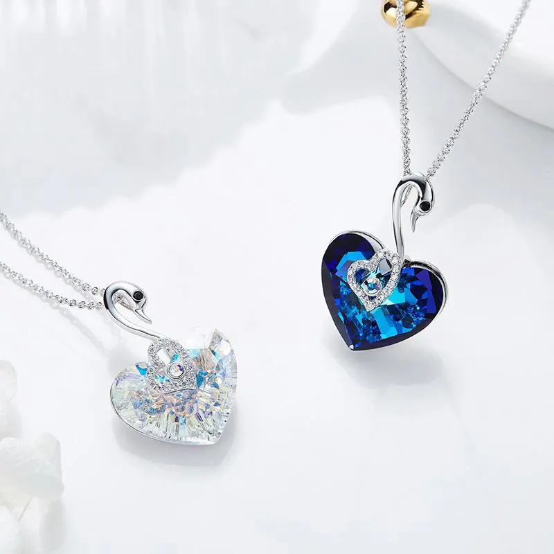 Heart Shaped Blue Swan Necklaces