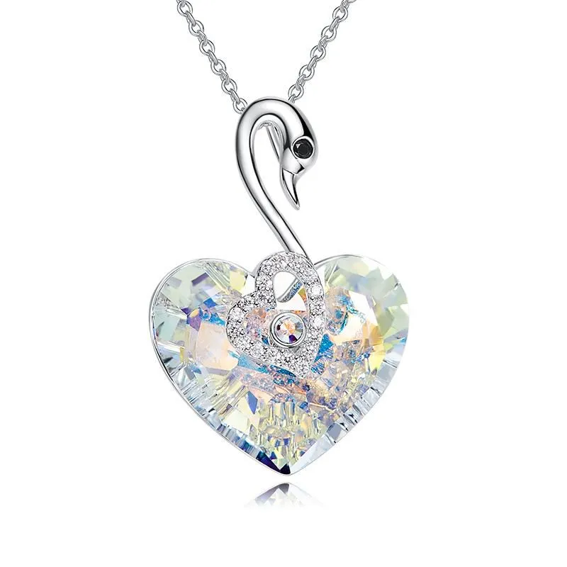 Heart Shaped Blue Swan Necklaces