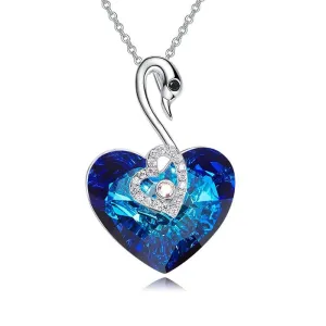 Heart Shaped Blue Swan Necklaces