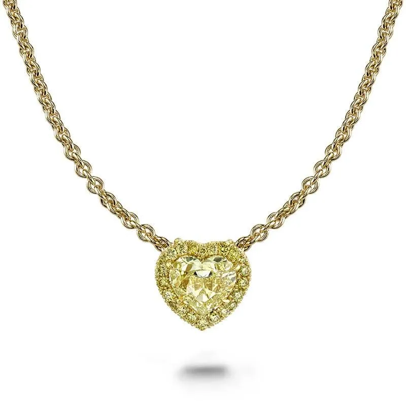 Heart Shaped Yellow Diamond Necklace
