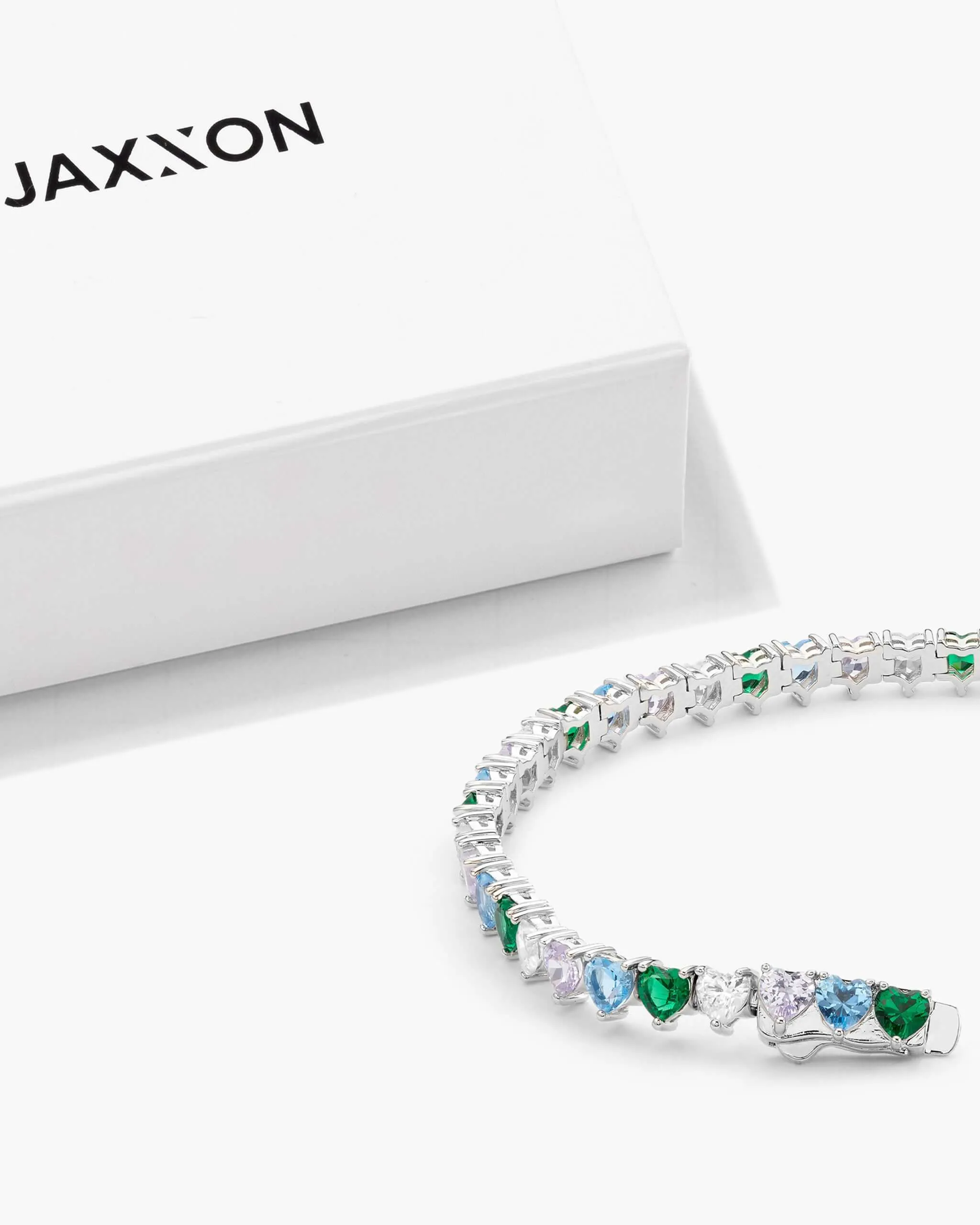 Heart Tennis Bracelet - Silver