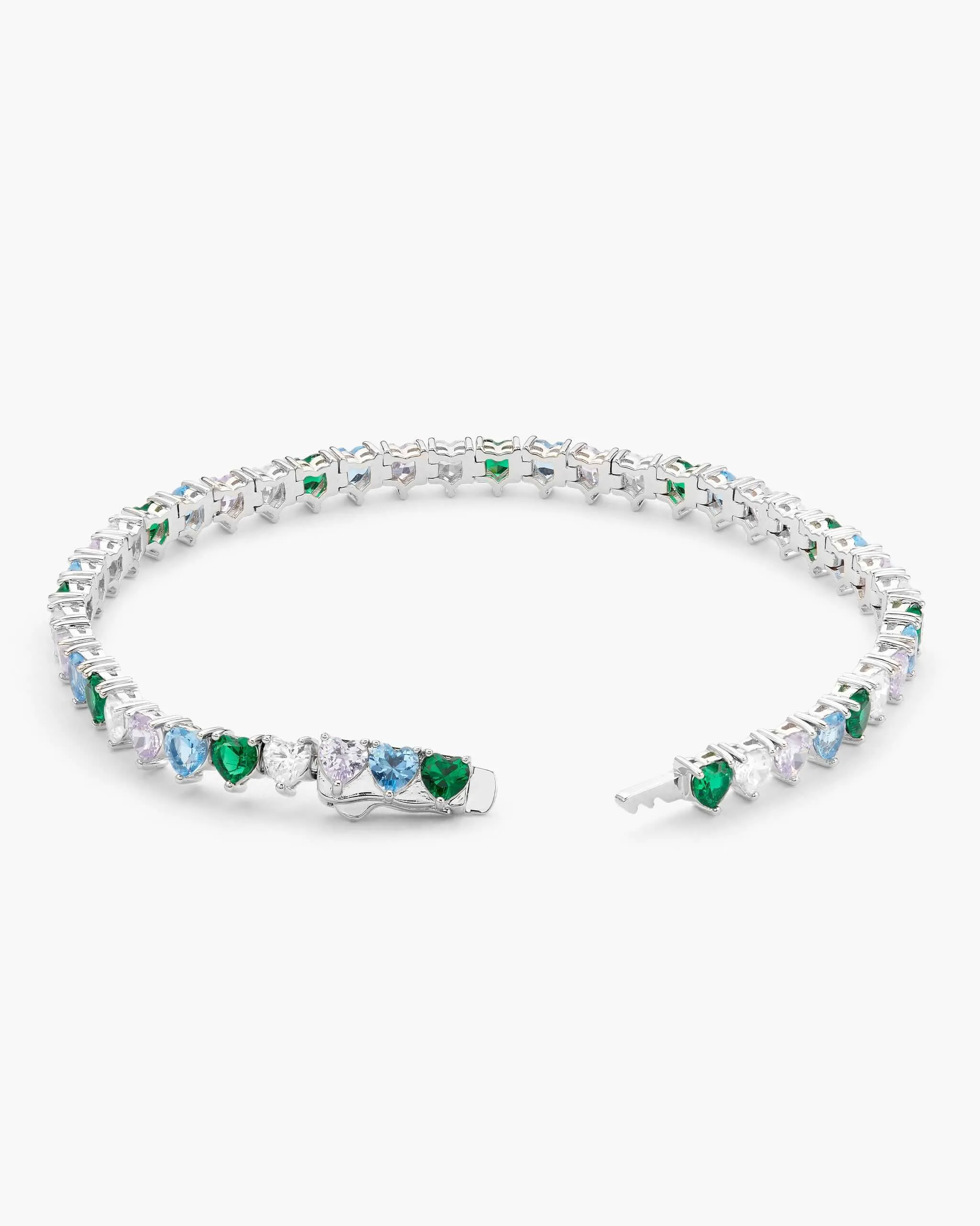 Heart Tennis Bracelet - Silver