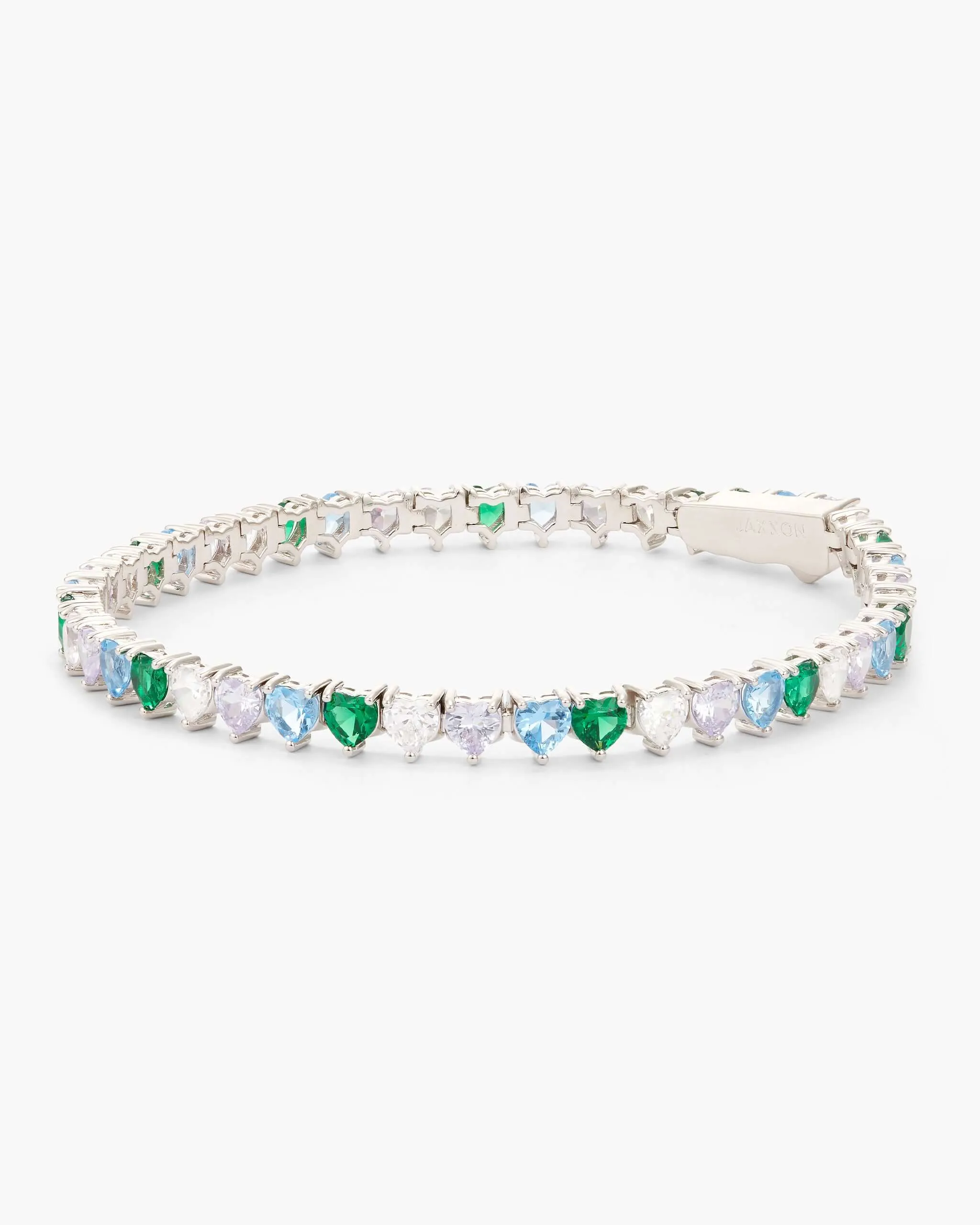 Heart Tennis Bracelet - Silver