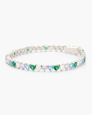 Heart Tennis Bracelet - Silver