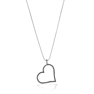 HEMATITE BLACK CRYSTAL HEART PENDANT NECKLACE #FW-N 2002HB (LC14)