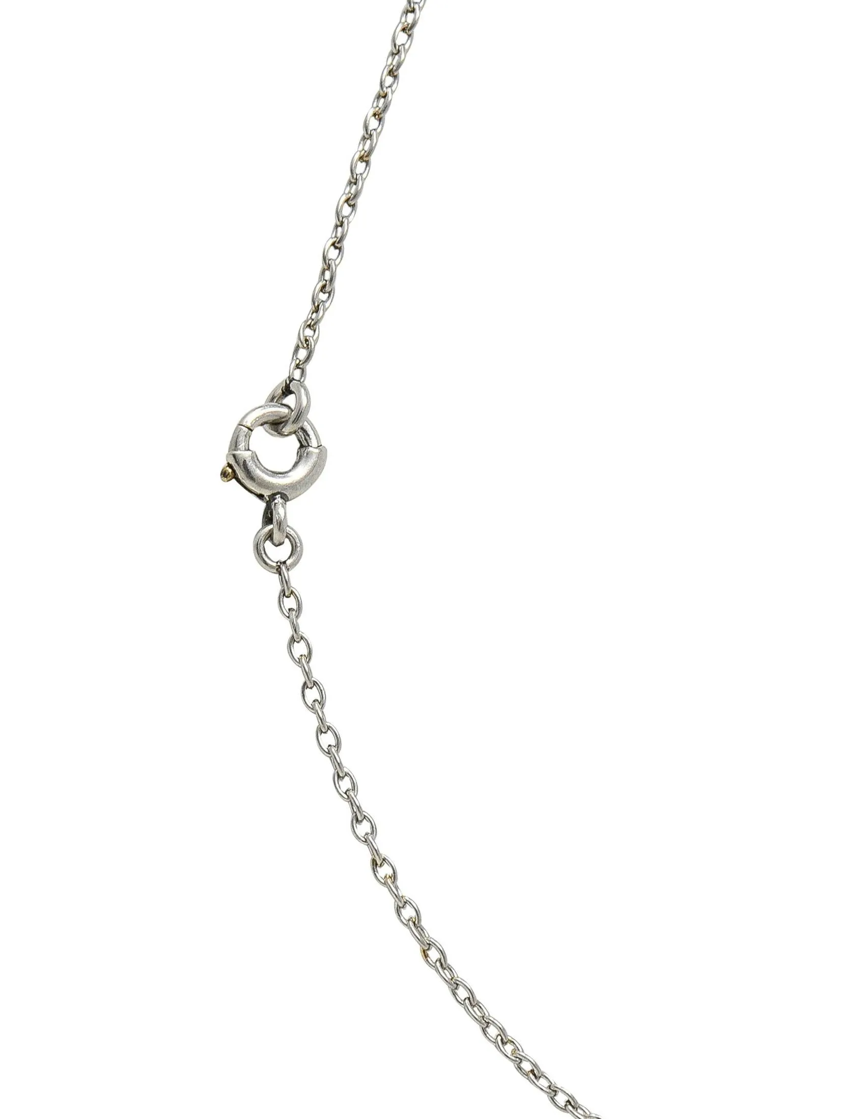 Henry Blank & Co Edwardian Diamond Enamel Platinum 14K Gold Antique Heart Locket Pendant Necklace