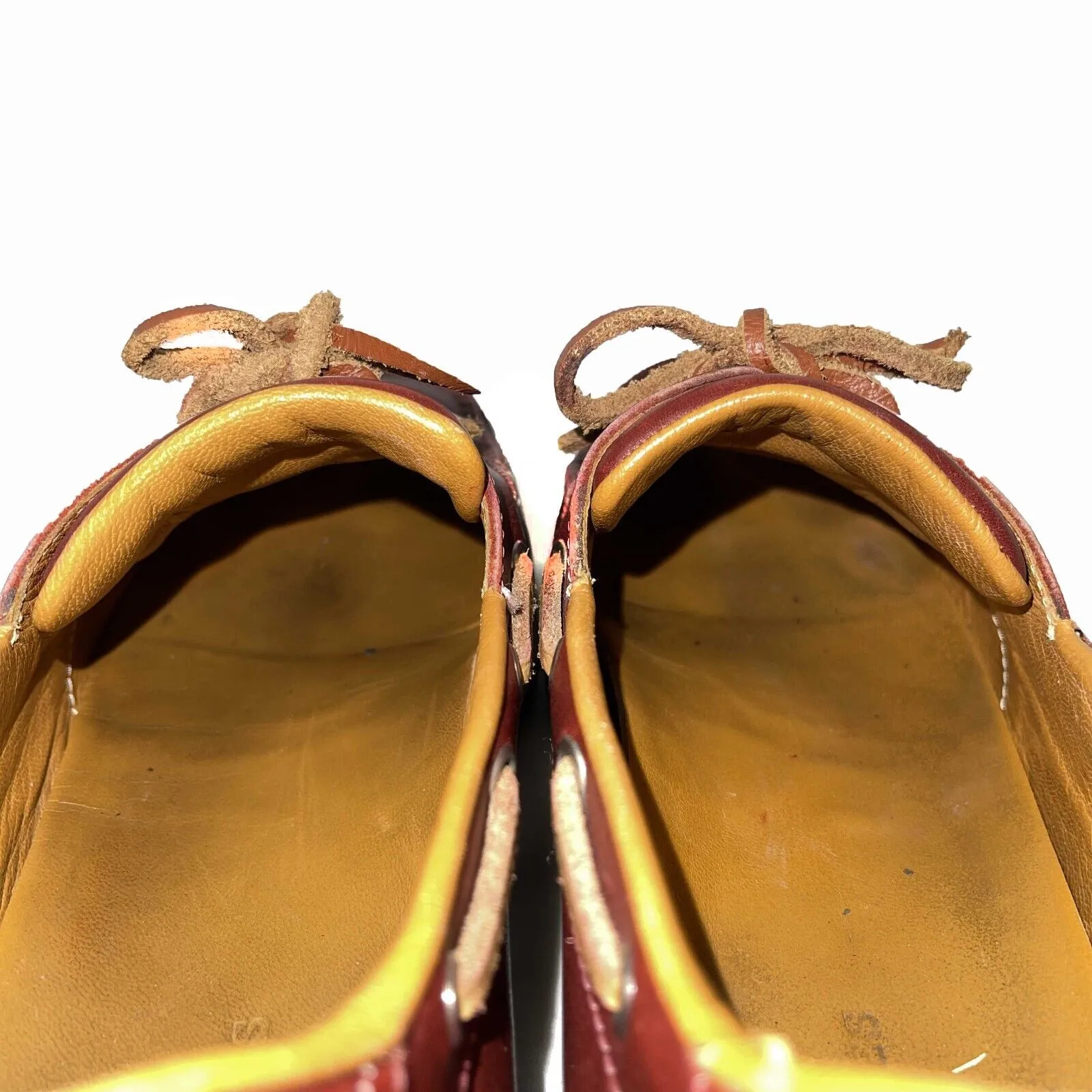 HERMES - Leather Lace Up Nautical Burgundy Platform Loafers - 38 US 8