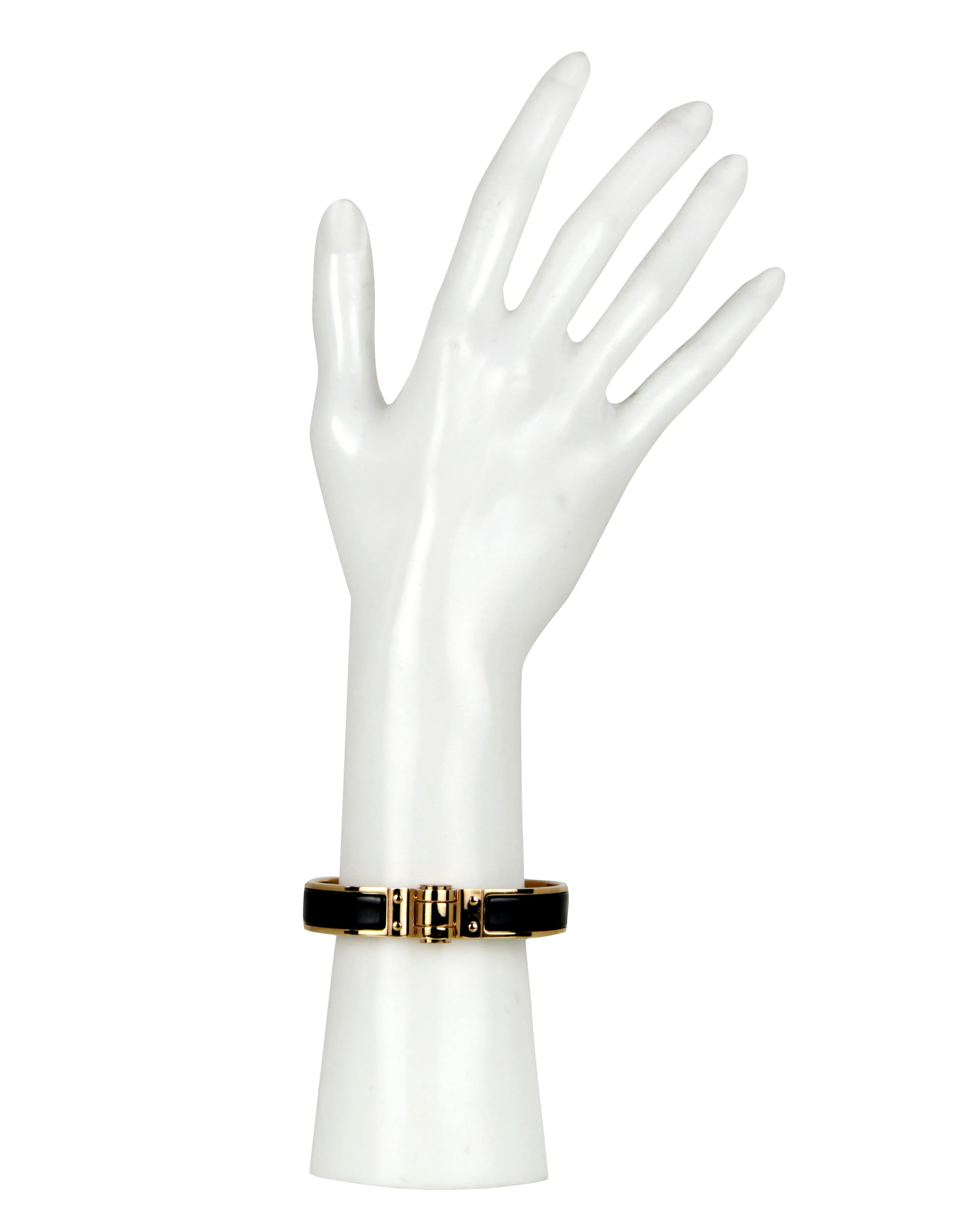 Hermes NEW Black/ Rose Gold Narrow Hinged Bracelet sz M