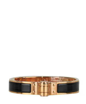 Hermes NEW Black/ Rose Gold Narrow Hinged Bracelet sz M