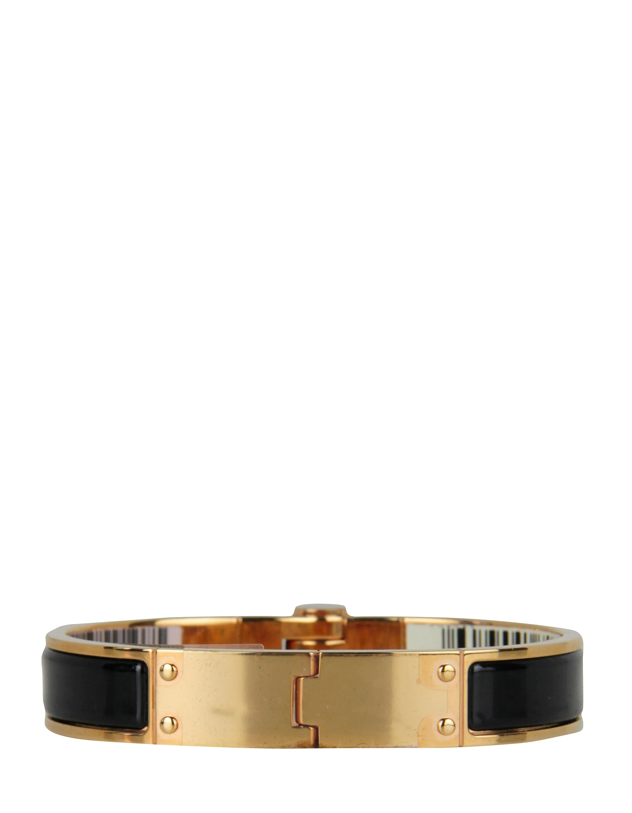 Hermes NEW Black/ Rose Gold Narrow Hinged Bracelet sz M