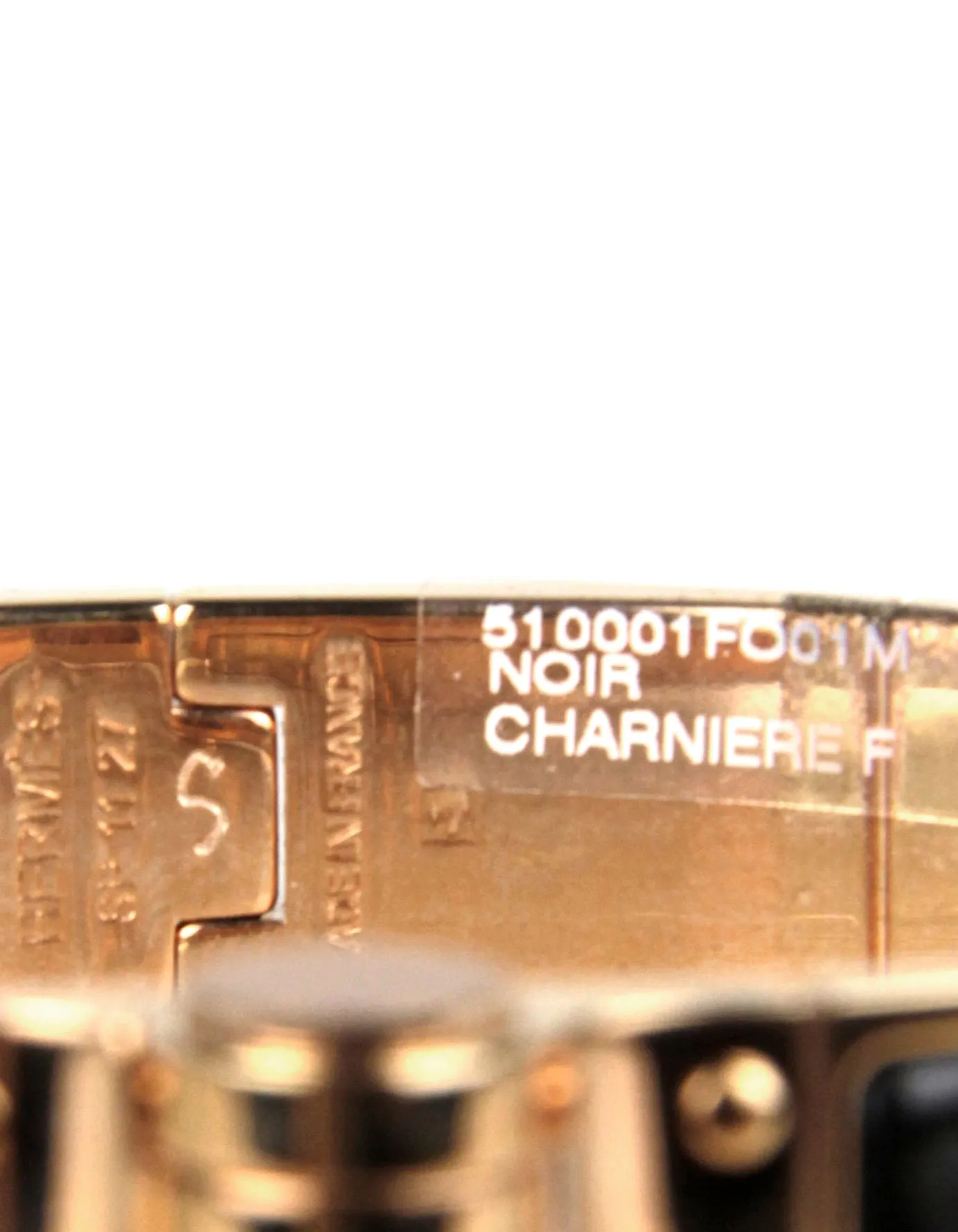 Hermes NEW Black/ Rose Gold Narrow Hinged Bracelet sz M