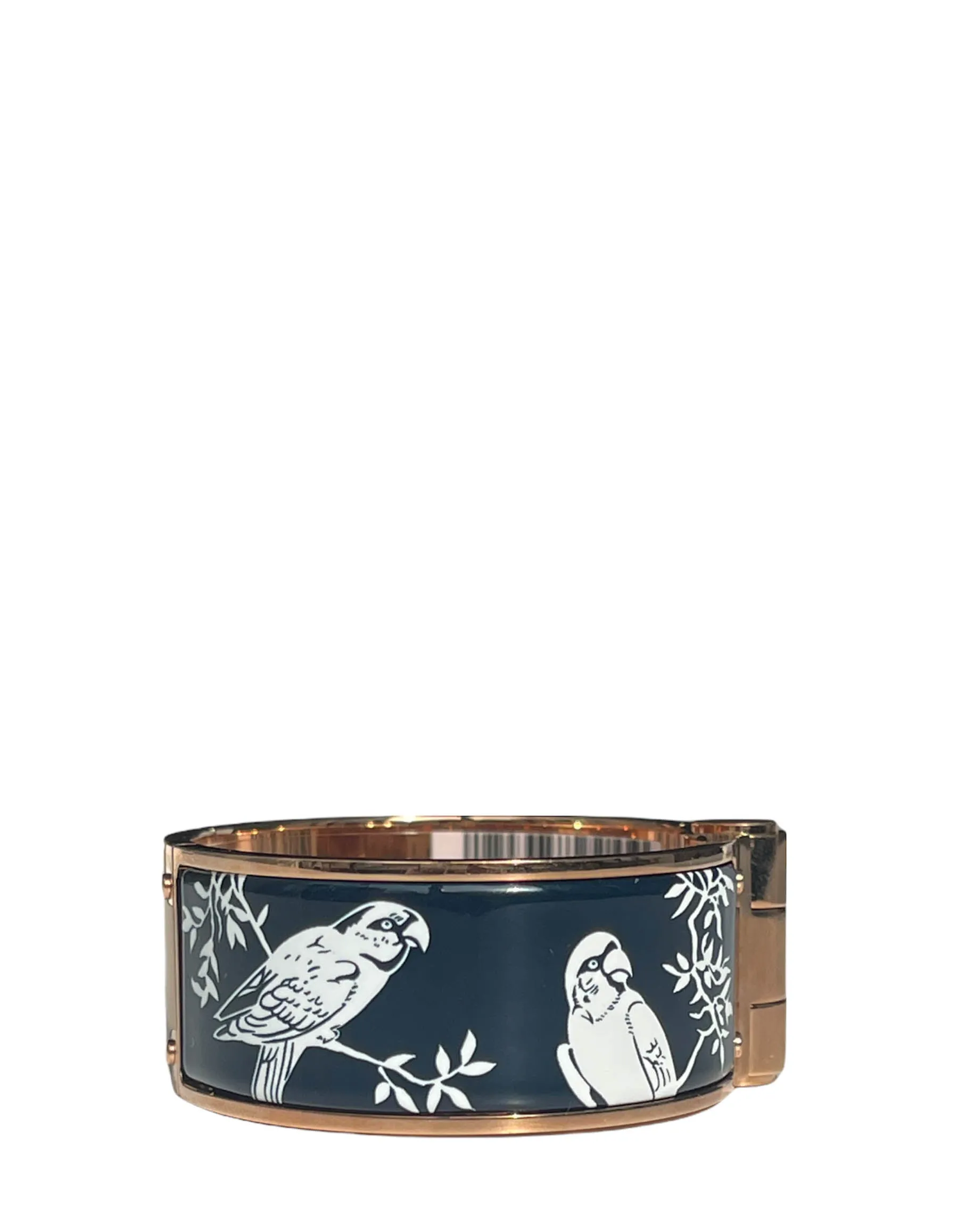 Hermes NEW Rose Gold Tendresse Feline Tattoo Hinged Bracelet sz S