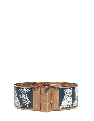 Hermes NEW Rose Gold Tendresse Feline Tattoo Hinged Bracelet sz S