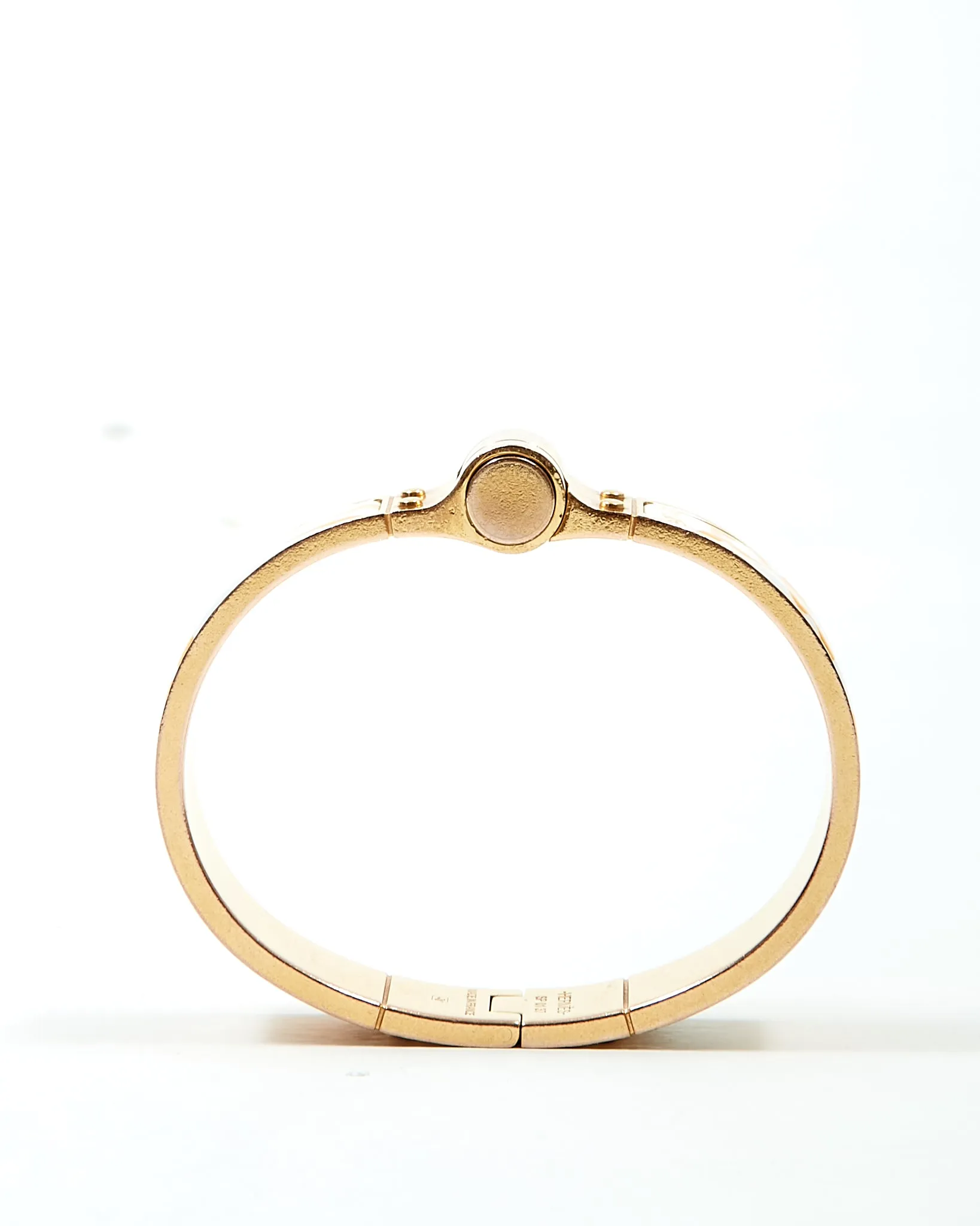 Hermes Yellow/White Sellier 18K Gold Plated Brass Hinged Enamel Bracelet