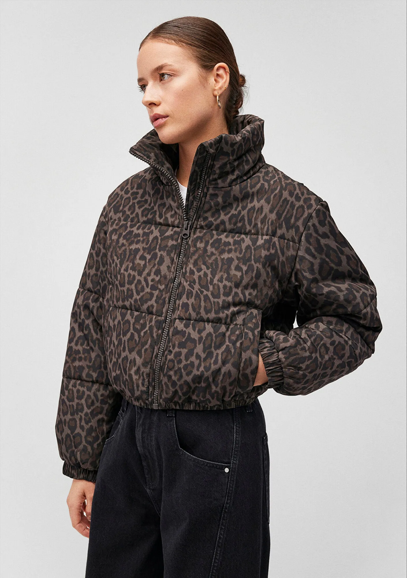 High Collar Brown Jacket
