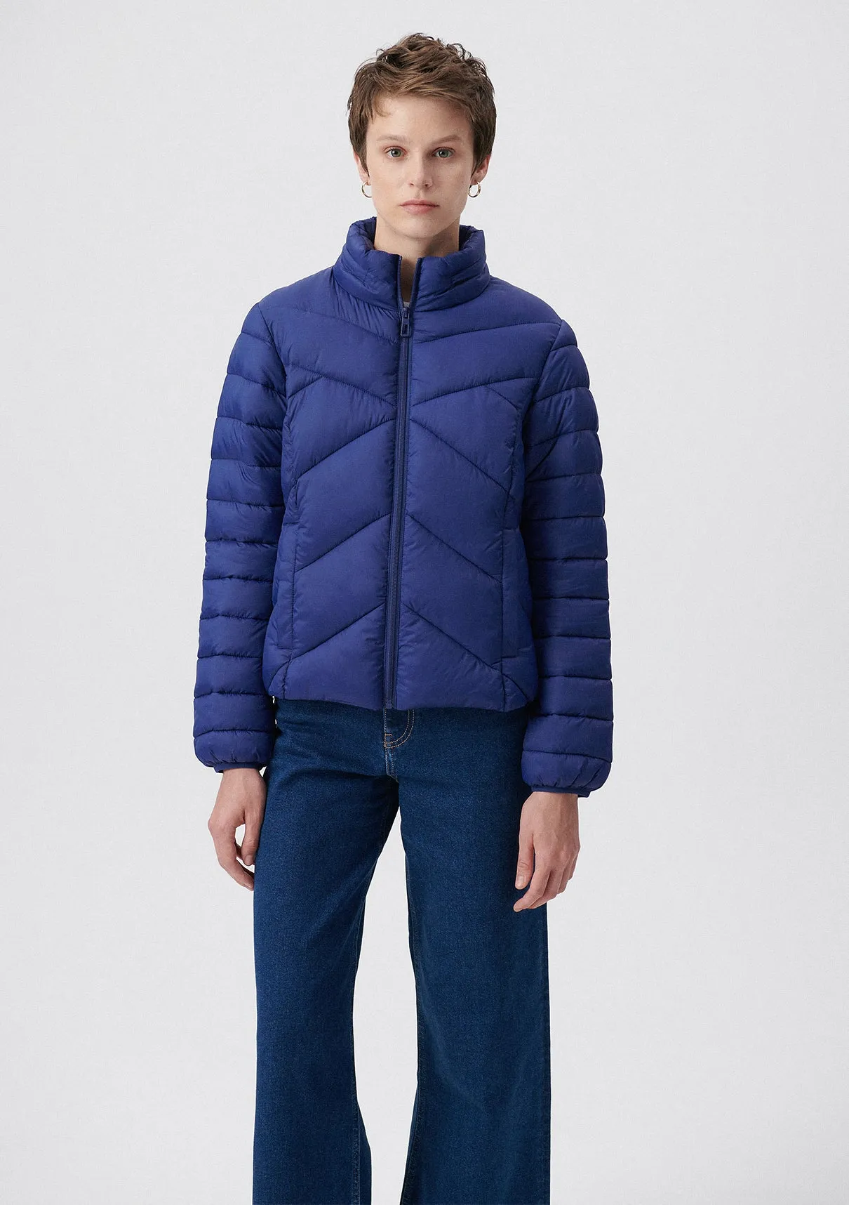 High Collar Red Puffer Jacket