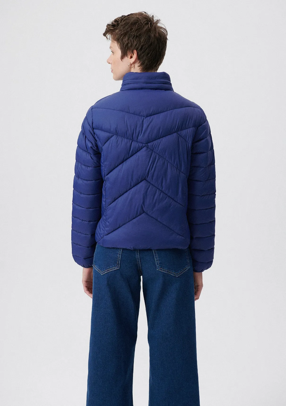 High Collar Red Puffer Jacket