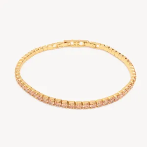 Hillberg & Berk Gold Plated Sterling Silver Colourpop Champagne CZ Tennis Bracelet