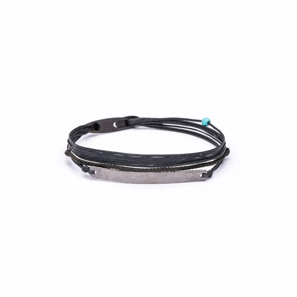 His bar and wax cord bracelet