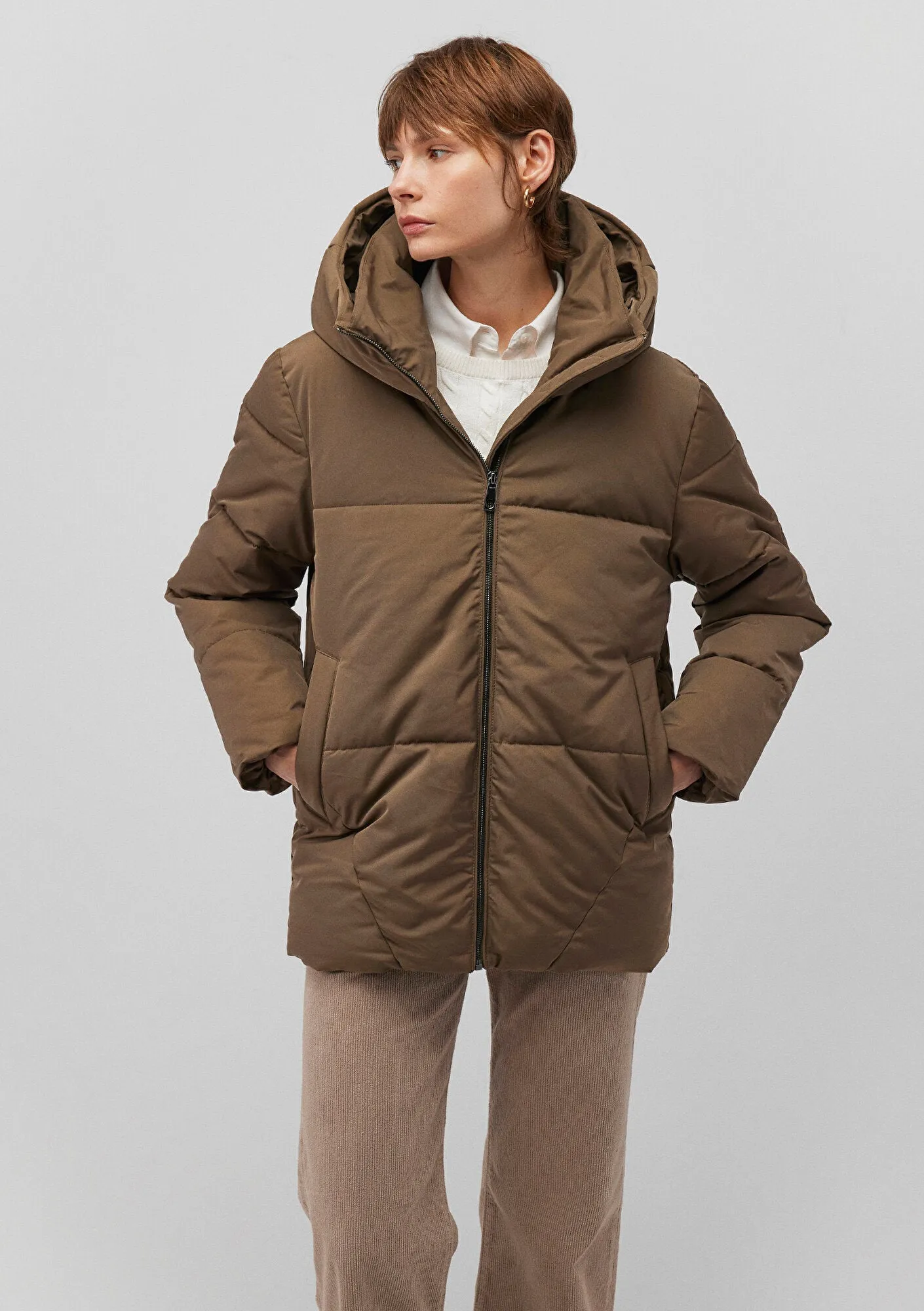 Hooded Brown Puffer Jacket