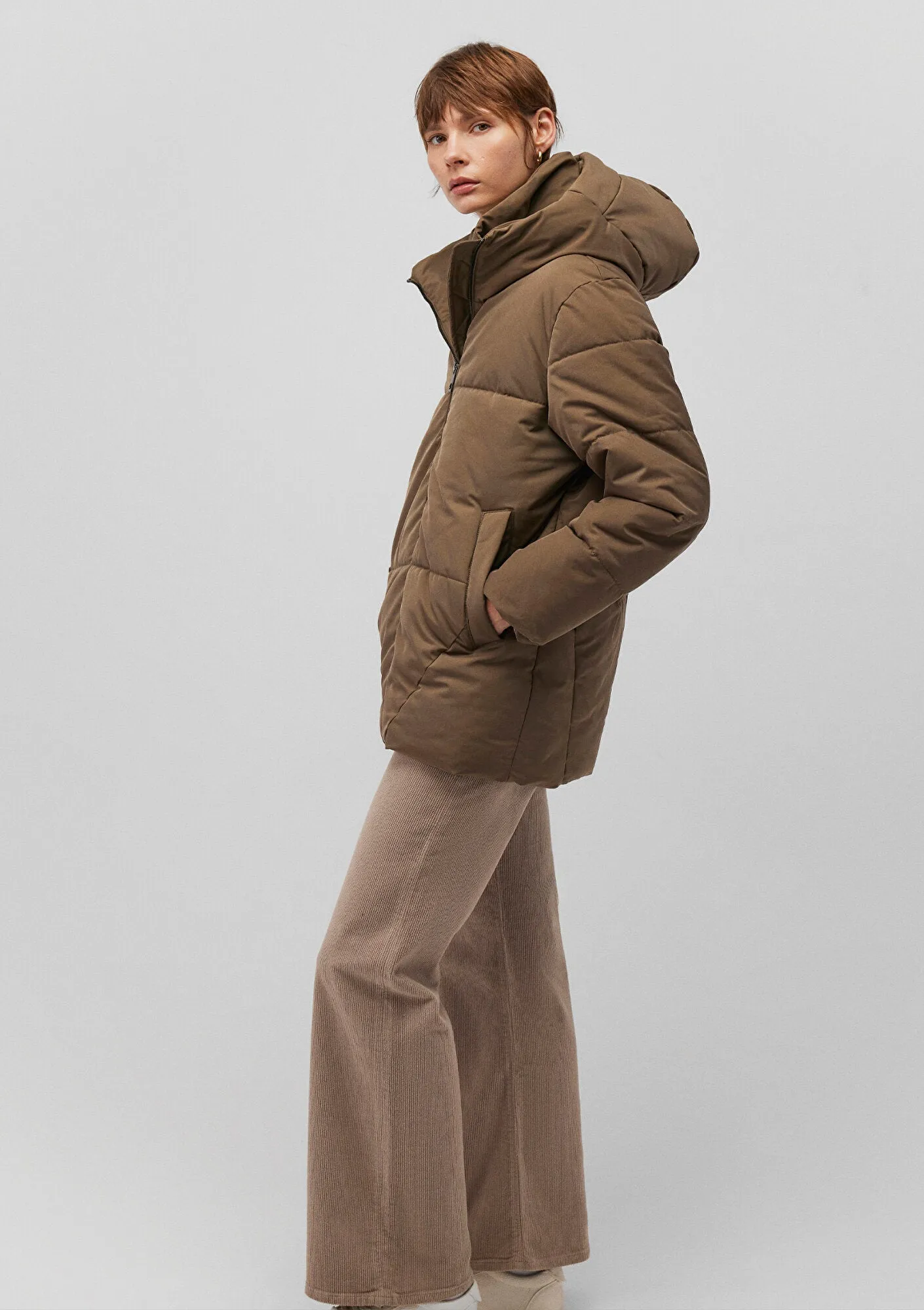 Hooded Brown Puffer Jacket