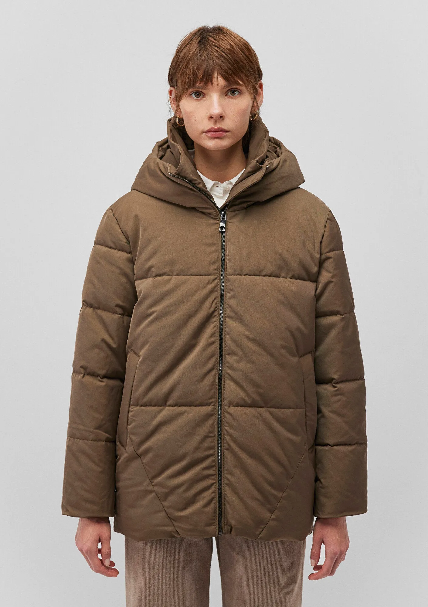 Hooded Brown Puffer Jacket