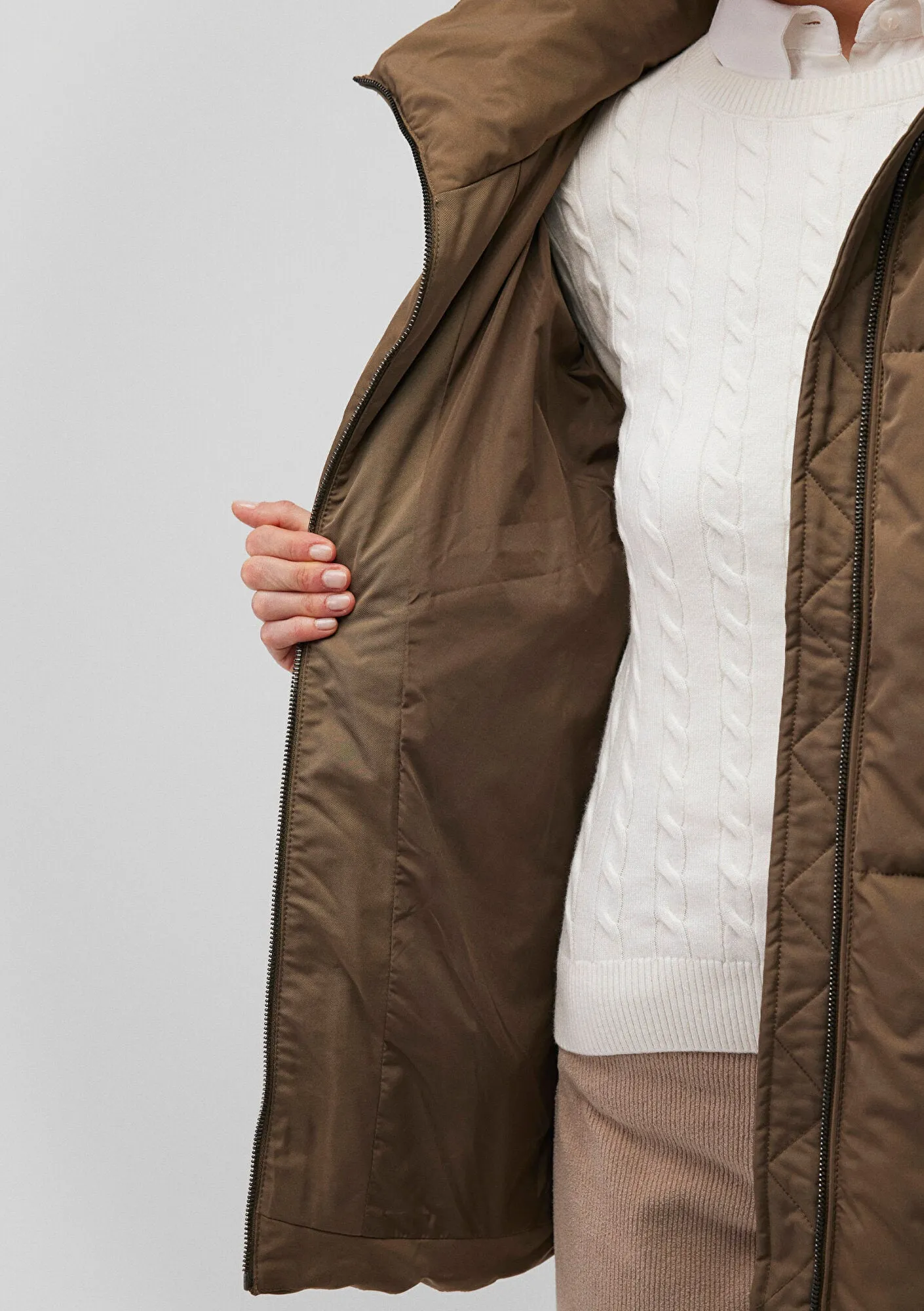 Hooded Brown Puffer Jacket