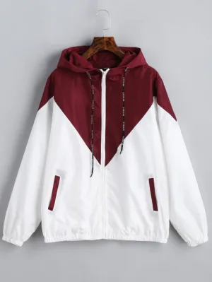 Hooded Two Tone Windbreaker