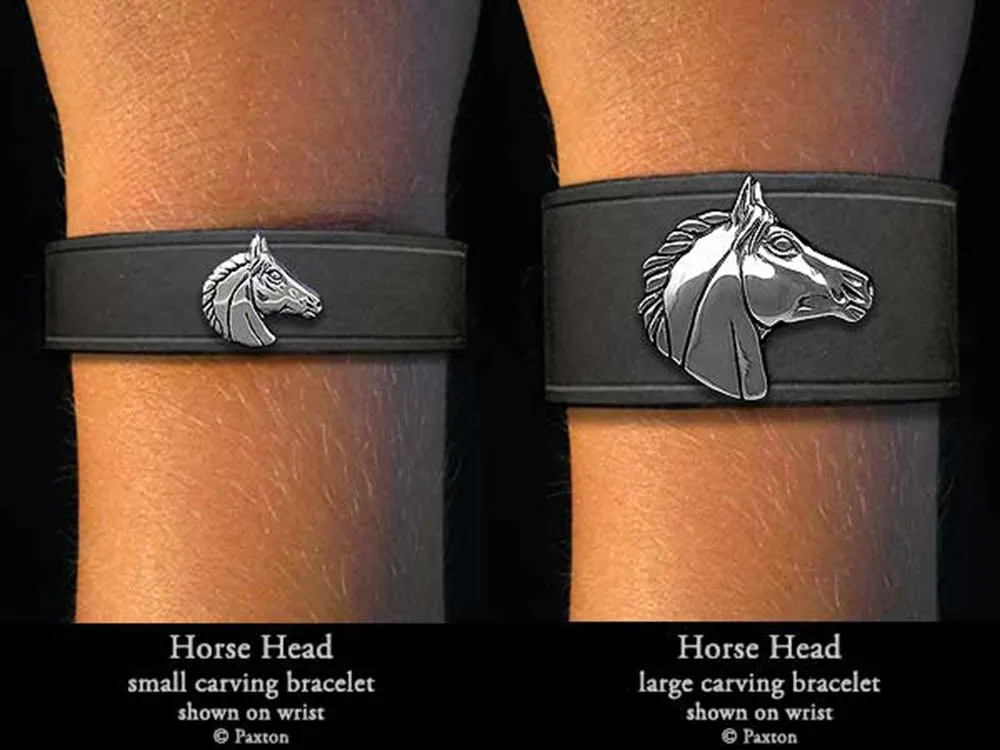 Horse Head Bracelet Sterling Silver on Genuine Leather
