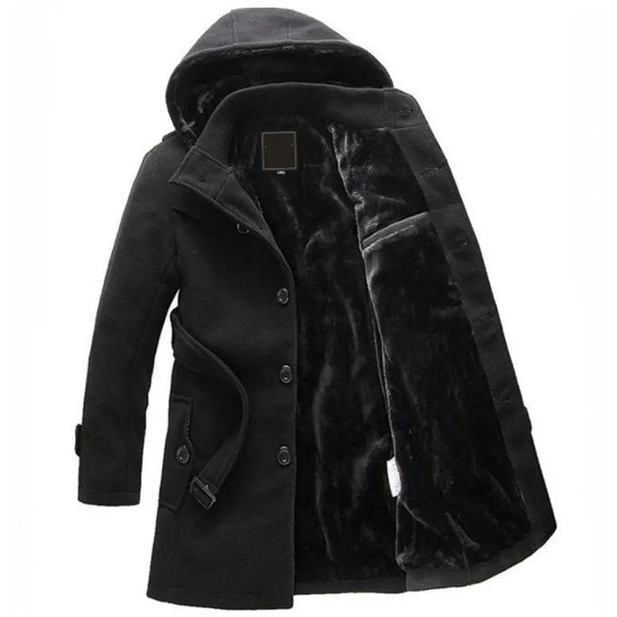 Hot Sale Winter wool coat men long sections thick warm woolen coats Mens Casual Jacket casaco masculino palto peacoat overcoat