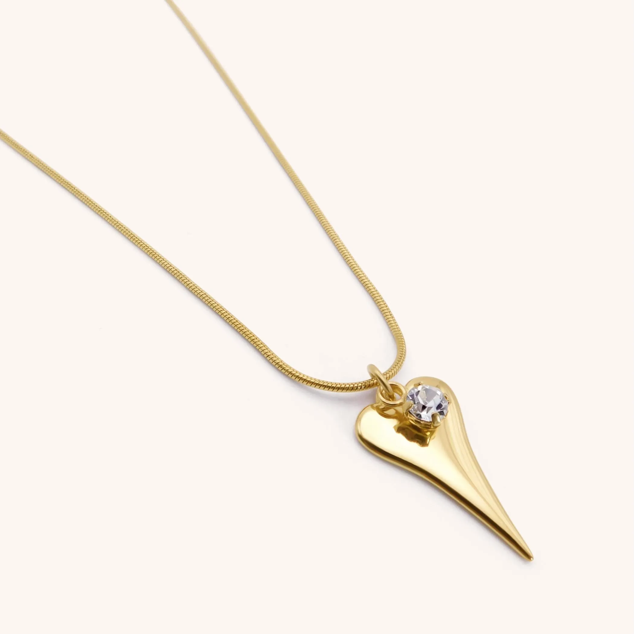 Hourglass Heart & Birthstone Snake Chain Necklace, Gold