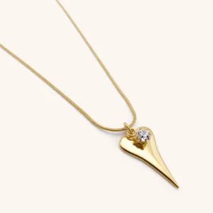 Hourglass Heart & Birthstone Snake Chain Necklace, Gold