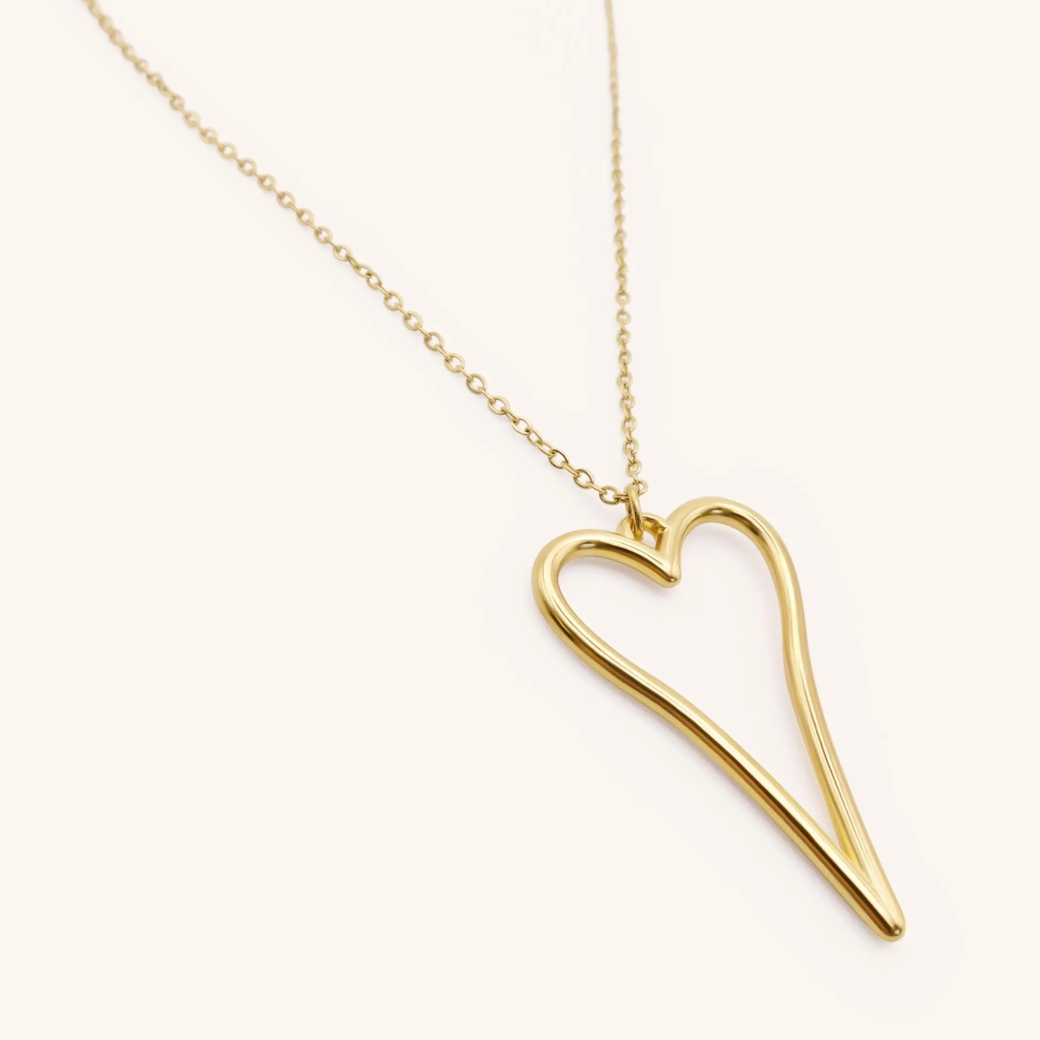 Hourglass Open Heart Fine Chain Necklace, Gold