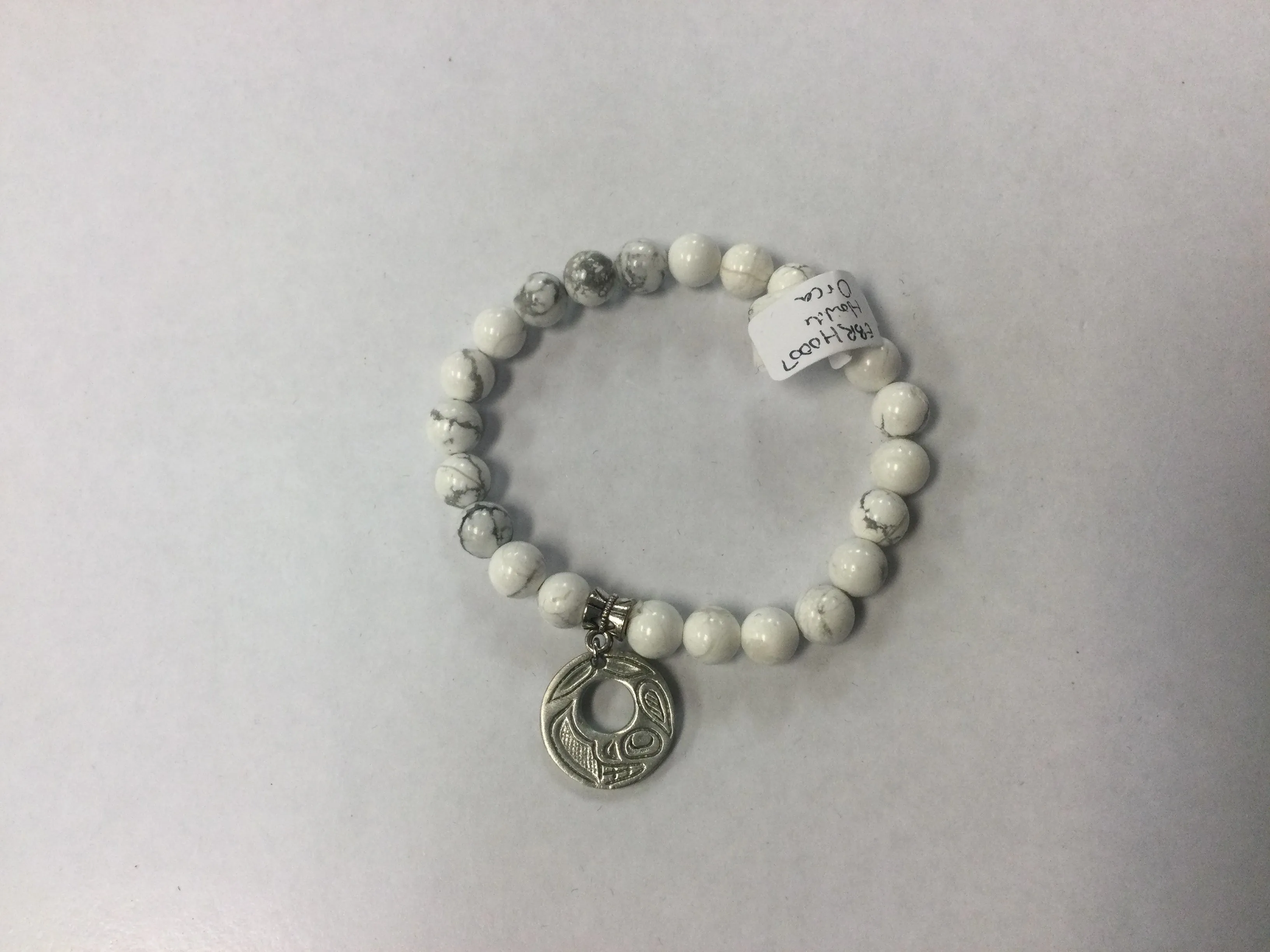 Howlite 8mm Bracelet with Pewter Charm