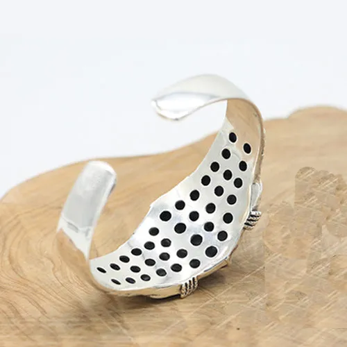 Huge Heavy Real Solid 925 Sterling Silver Cuff Bracelet Bangle Animals Eagle Skulls Punk Jewelry