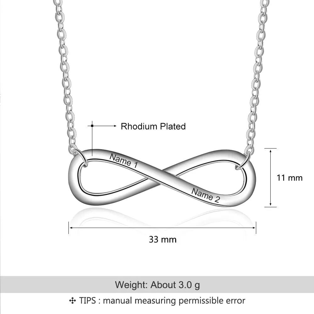 Infinite Engrave Name Necklace Silver