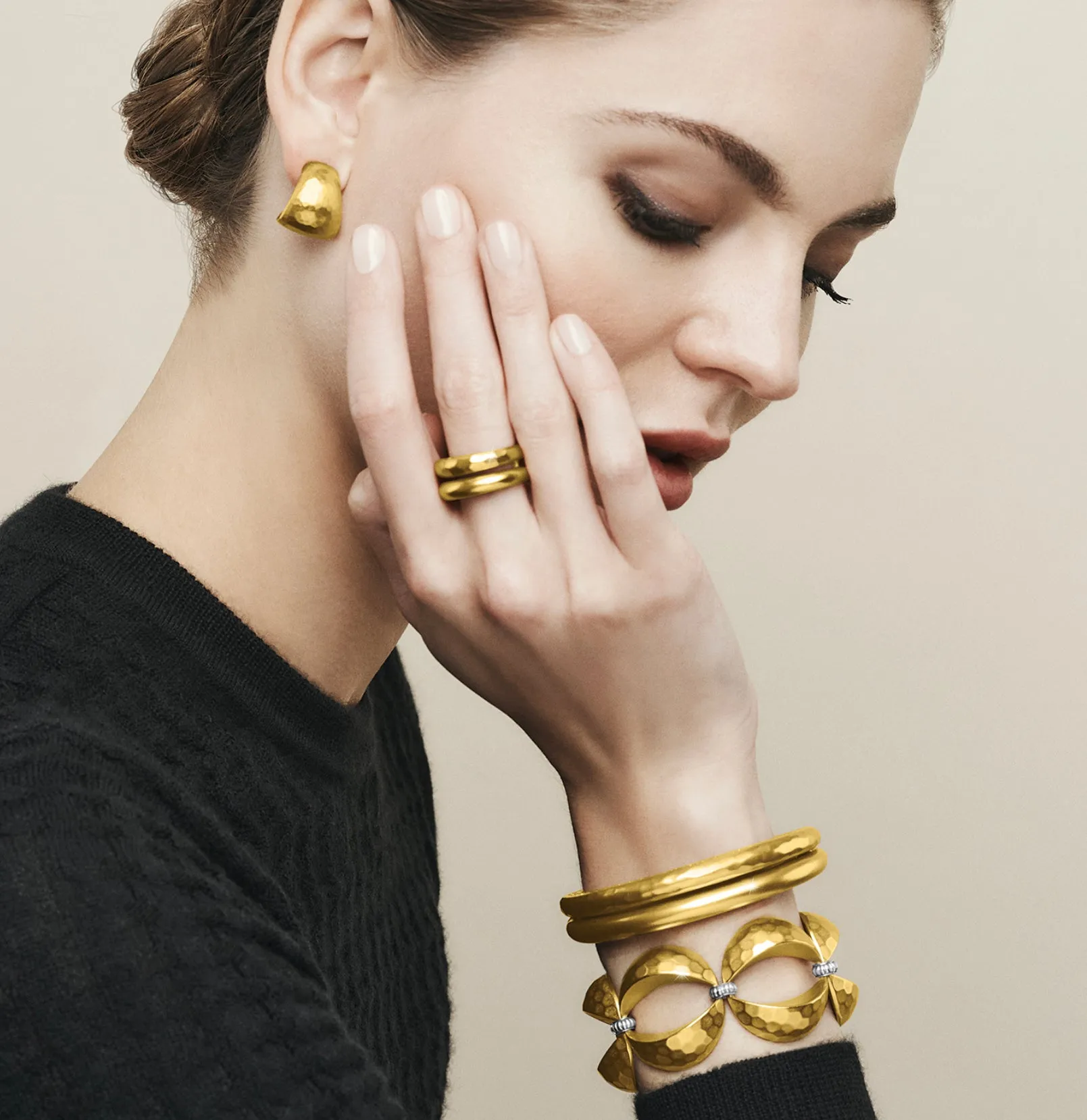Inner Circle Gold Double Hinge Bangle