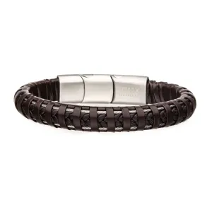 Inox Stainless Steel Clasp and Brown Leather Bracelet