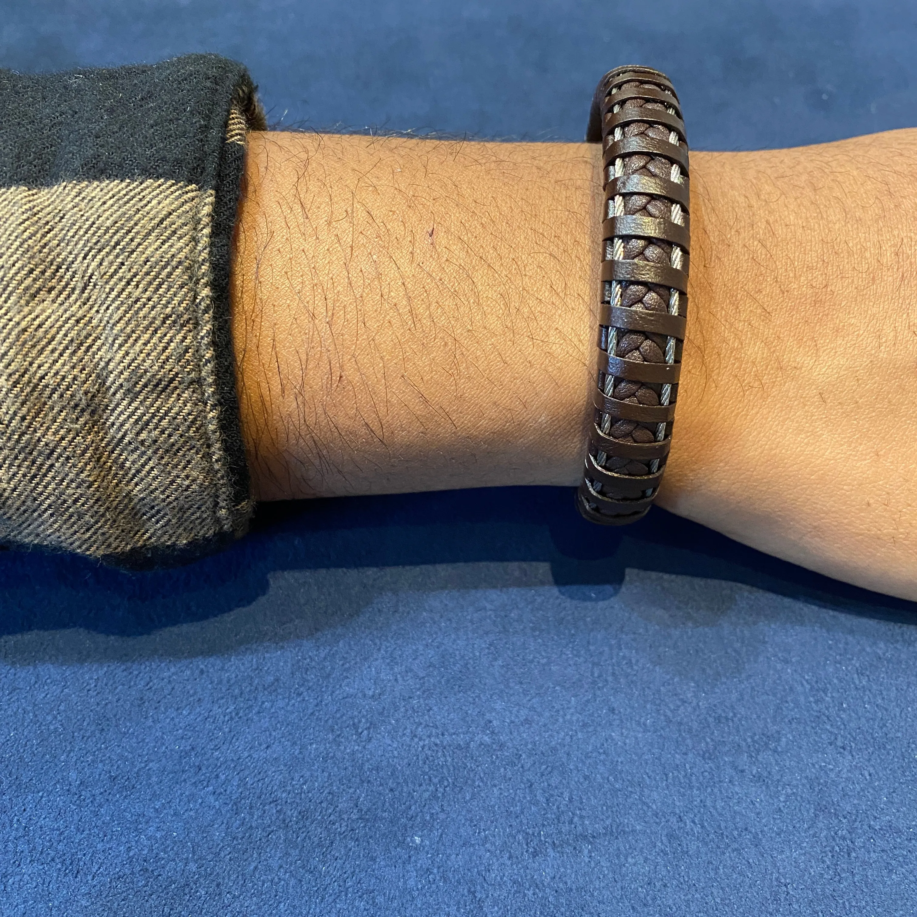 Inox Stainless Steel Clasp and Brown Leather Bracelet