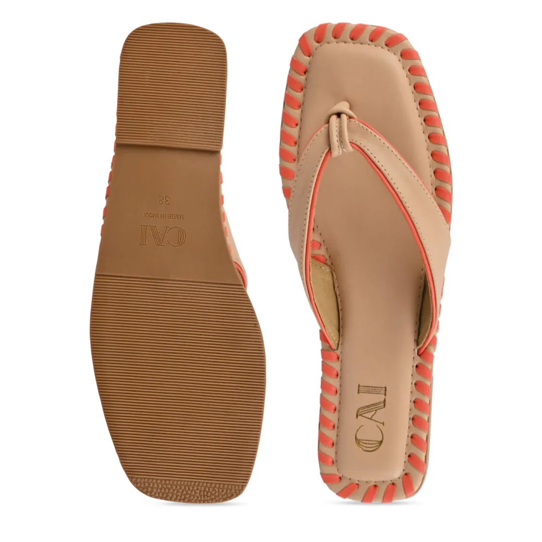 Intertwined Orange Thong Flats