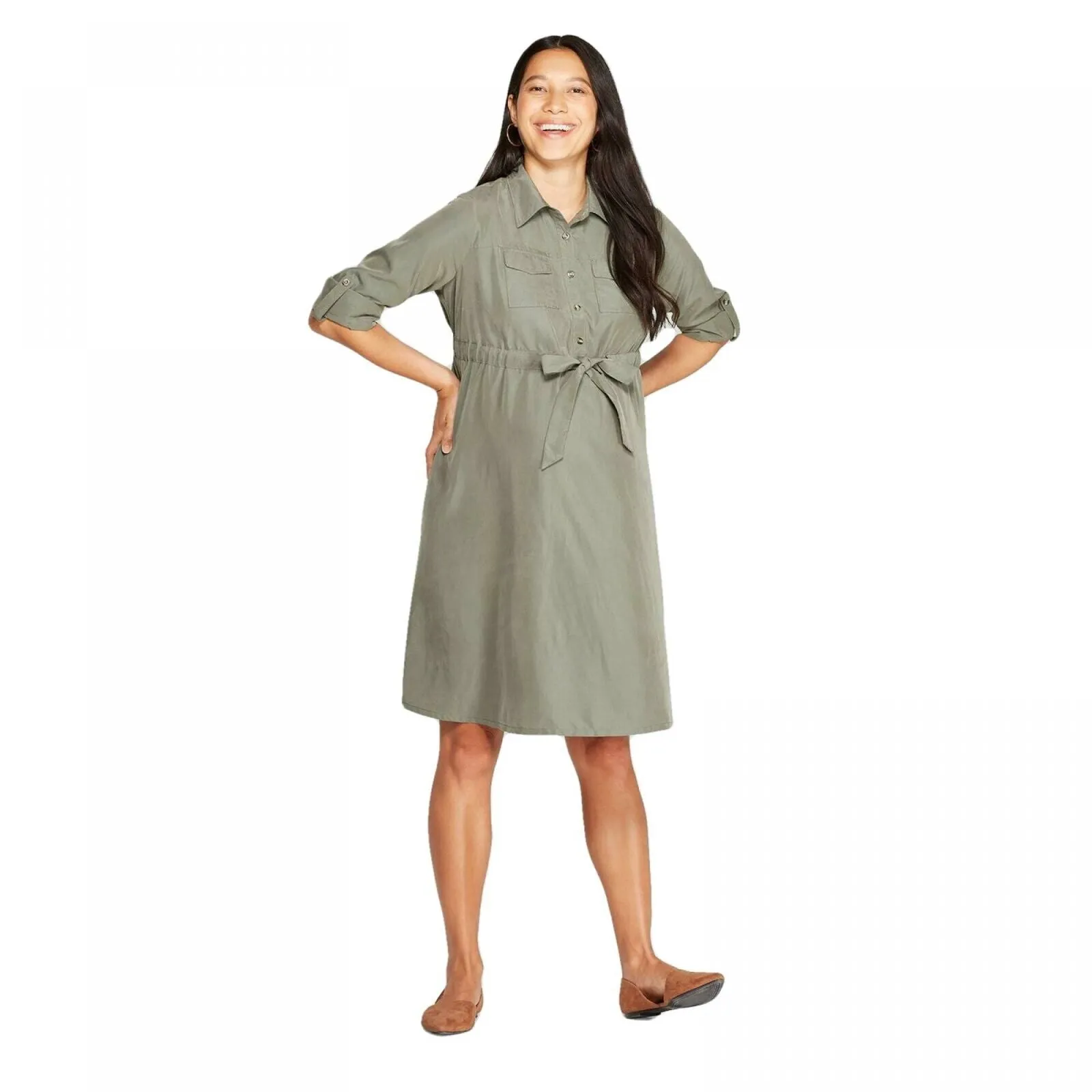 Isabel Maternity by Ingrid & Isabel Long Sleeve Sandwashed Shirtdress