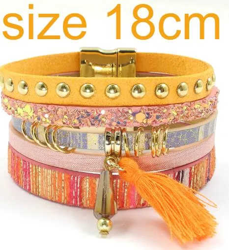 Jewellery - Bohemian Leather Multi-layer Charm Bracelet - 6 colours