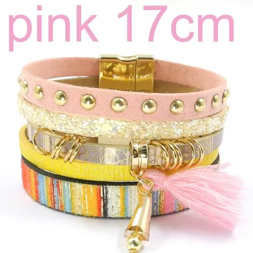 Jewellery - Bohemian Leather Multi-layer Charm Bracelet - 6 colours