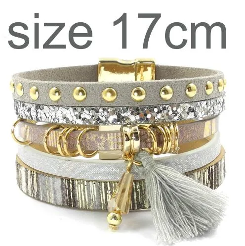 Jewellery - Bohemian Leather Multi-layer Charm Bracelet - 6 colours