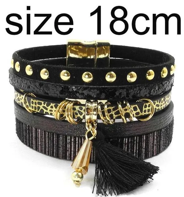 Jewellery - Bohemian Leather Multi-layer Charm Bracelet - 6 colours