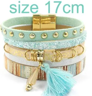 Jewellery - Bohemian Leather Multi-layer Charm Bracelet - 6 colours