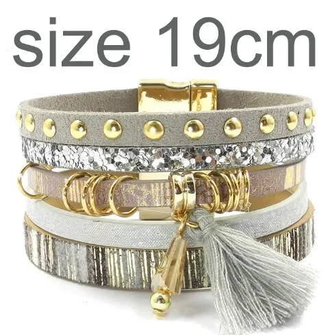 Jewellery - Bohemian Leather Multi-layer Charm Bracelet - 6 colours