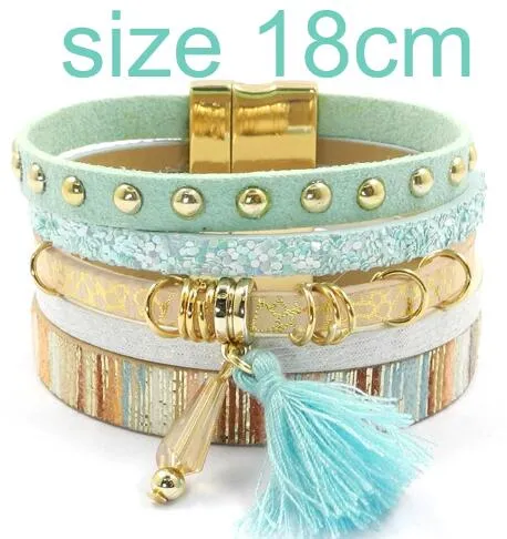 Jewellery - Bohemian Leather Multi-layer Charm Bracelet - 6 colours